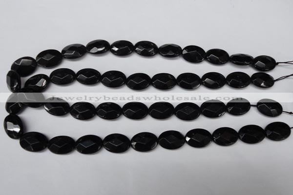 CON65 15.5 inches 13*18mm faceted oval black onyx gemstone beads