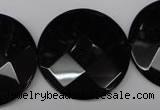 CON85 15.5 inches 32mm faceted coin black onyx gemstone beads