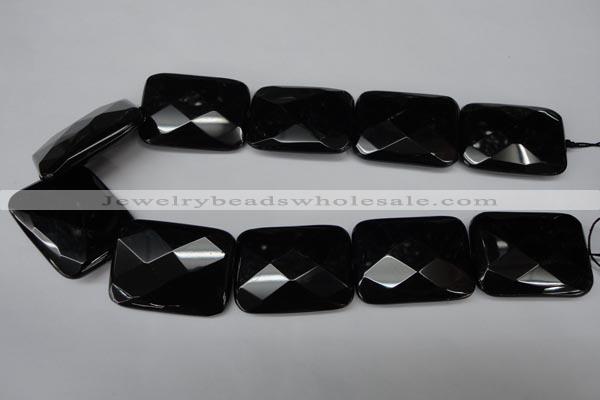 CON94 15.5 inches 30*40mm faceted rectangle black onyx gemstone beads