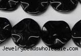 CON95 15.5 inches 19mm wavy coin black onyx gemstone beads