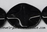 CON98 15.5 inches 30*40mm wavy oval black onyx gemstone beads