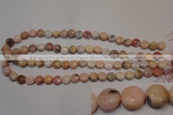 COP1012 15.5 inches 10mm flat round natural pink opal gemstone beads