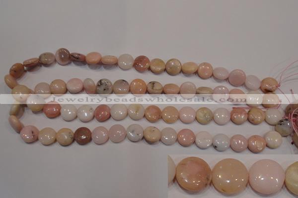 COP1014 15.5 inches 12mm flat round natural pink opal gemstone beads