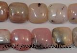 COP1044 15.5 inches 14*14mm square natural pink opal gemstone beads