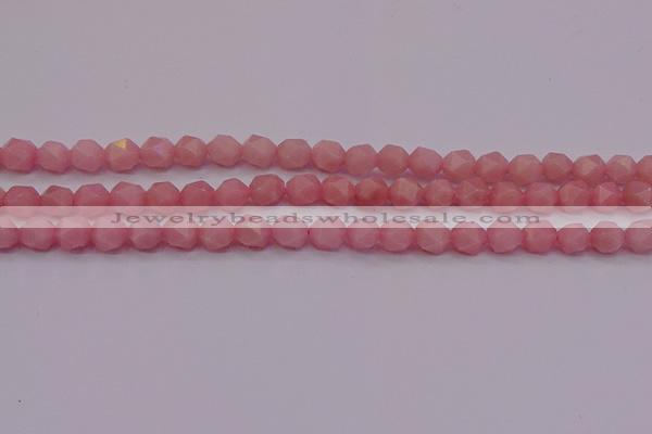 COP1222 15.5 inches 8mm faceted nuggets Chinese pink opal beads