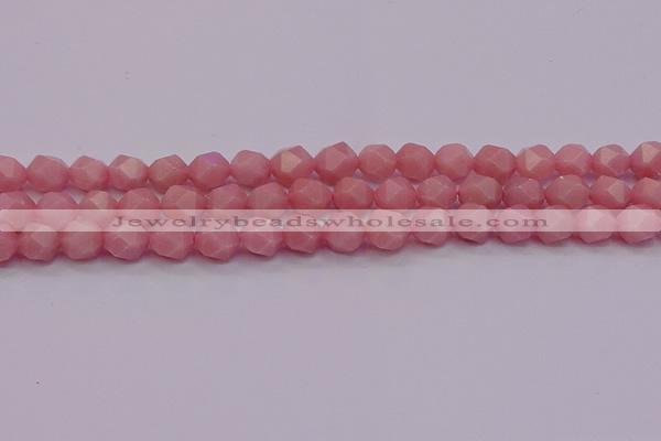 COP1223 15.5 inches 10mm faceted nuggets Chinese pink opal beads