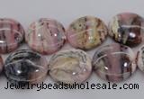 COP1260 15.5 inches 10mm flat round natural pink opal gemstone beads