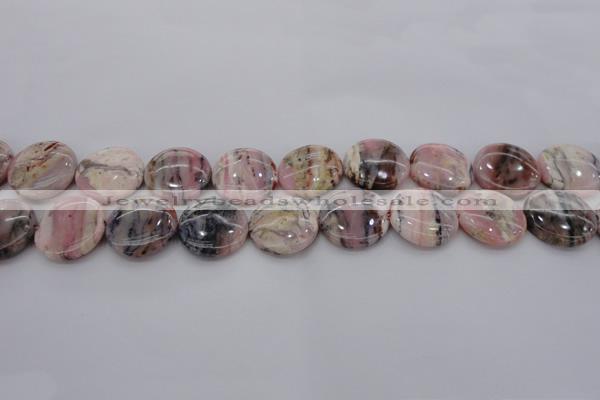 COP1261 15.5 inches 12mm flat round natural pink opal gemstone beads