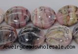 COP1262 15.5 inches 14mm flat round natural pink opal gemstone beads