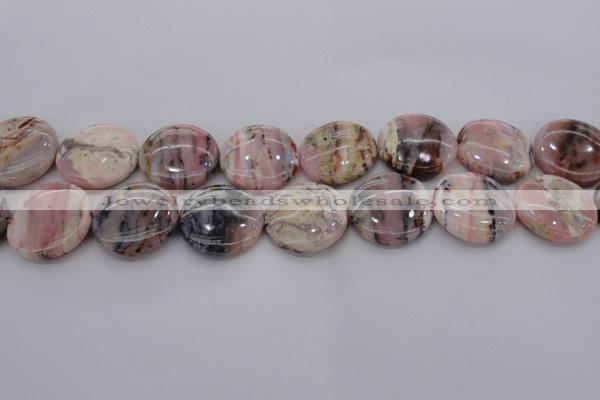 COP1264 15.5 inches 18mm flat round natural pink opal gemstone beads