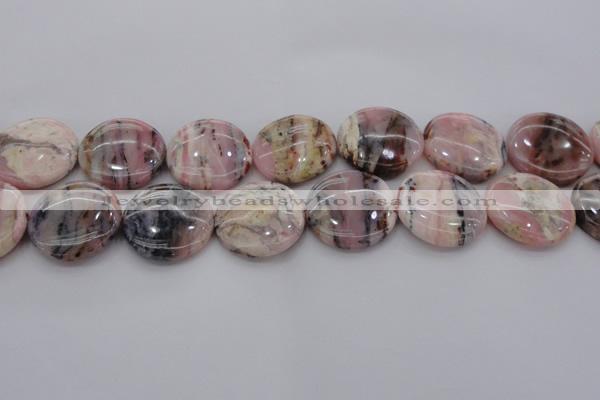 COP1266 15.5 inches 22mm flat round natural pink opal gemstone beads