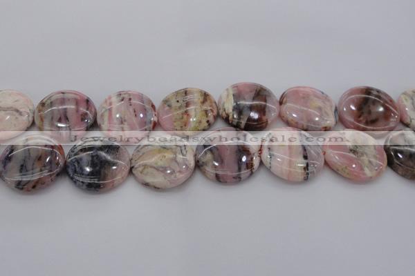 COP1267 15.5 inches 25mm flat round natural pink opal gemstone beads