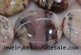 COP1269 15.5 inches 35mm flat round natural pink opal gemstone beads