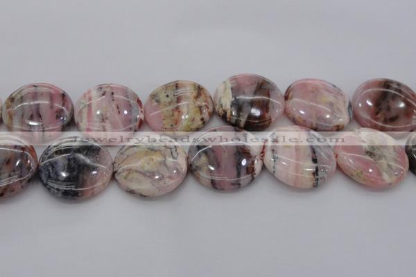 COP1270 15.5 inches 40mm flat round natural pink opal gemstone beads