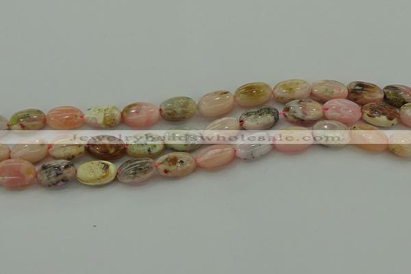 COP1291 15.5 inches 10*14mm oval natural pink opal beads