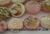 COP1295 15.5 inches 12mm flat round natural pink opal beads