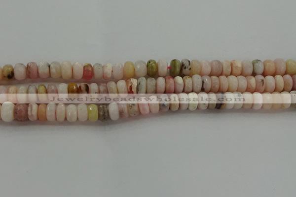 COP1322 15.5 inches 5*8mm faceted rondelle natural pink opal beads