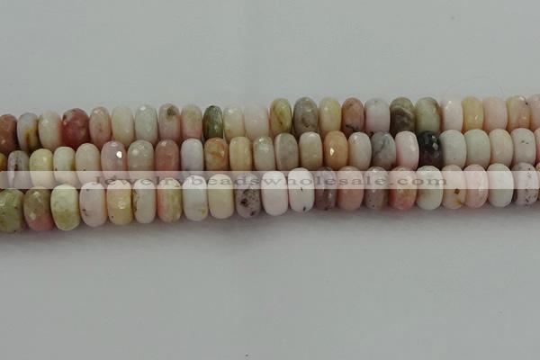 COP1324 15.5 inches 7*12mm faceted rondelle natural pink opal beads