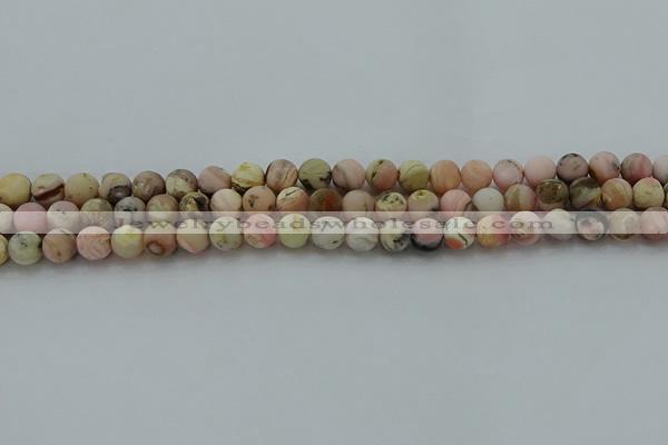 COP1331 15.5 inches 6mm round matte natural pink opal gemstone beads