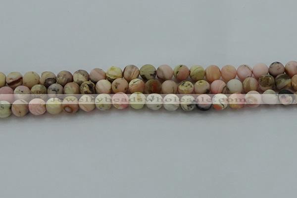 COP1332 15.5 inches 8mm round matte natural pink opal gemstone beads