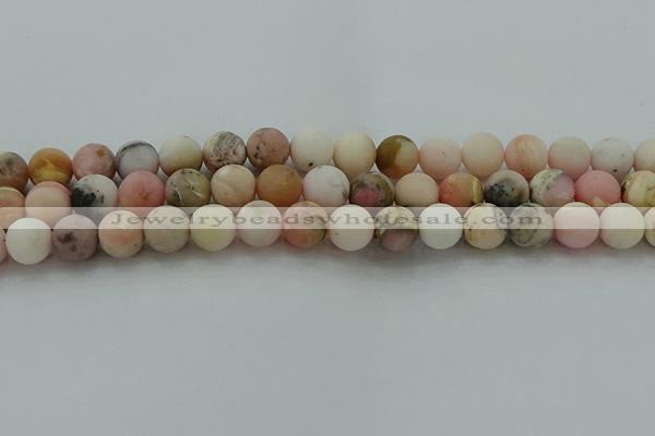 COP1333 15.5 inches 10mm round matte natural pink opal gemstone beads