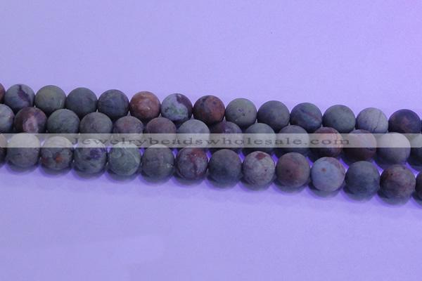 COP1354 15.5 inches 12mm round matte green opal gemstone beads