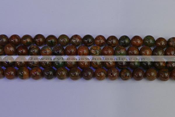 COP1365 15.5 inches 14mm round African green opal beads wholesale