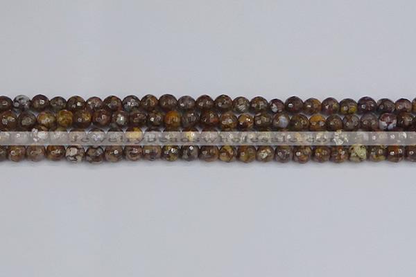 COP1387 15.5 inches 6mm faceted round fire lace opal beads