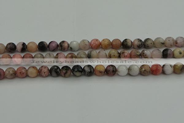 COP1414 15.5 inches 12mm faceted round natural pink opal gemstone beads