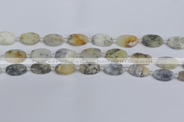 COP1432 15.5 inches 12*18mm oval white opal gemstone beads