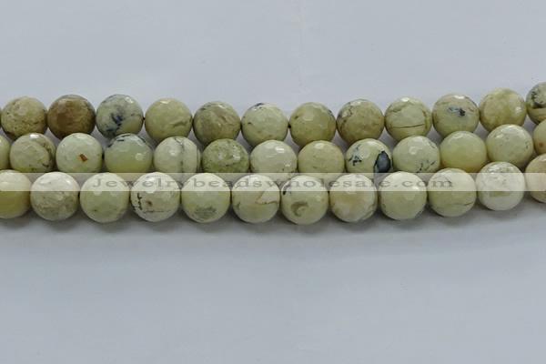 COP1475 15.5 inches 14mm faceted round African opal gemstone beads