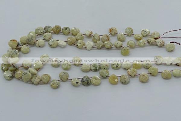 COP1482 15.5 inches 10*10mm briolette African opal gemstone beads