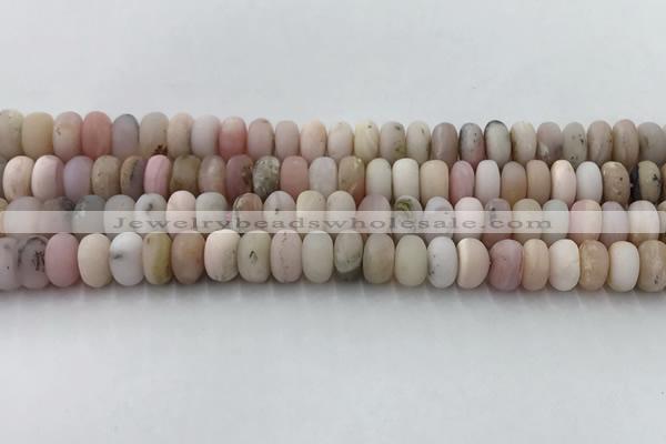 COP1547 15.5 inches 5*8mm rondelle matte natural pink opal beads