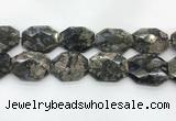 COP1552 30*40mm - 35*45mm faceted octagonal grey opal beads