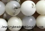 COP1585 15.5 inches 8mm round white opal gemstone beads