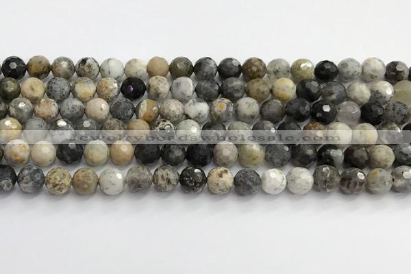 COP1610 15.5 inches 8mm faceted round moss opal beads