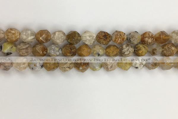 COP1677 15.5 inches 10mm faceted nuggets yellow opal gemstone beads