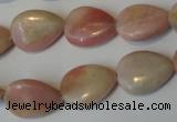 COP173 15.5 inches 13*18mm flat teardrop pink opal gemstone beads