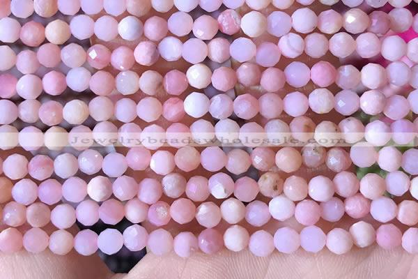 COP1740 15.5 inches 4mm faceted round natural pink opal beads