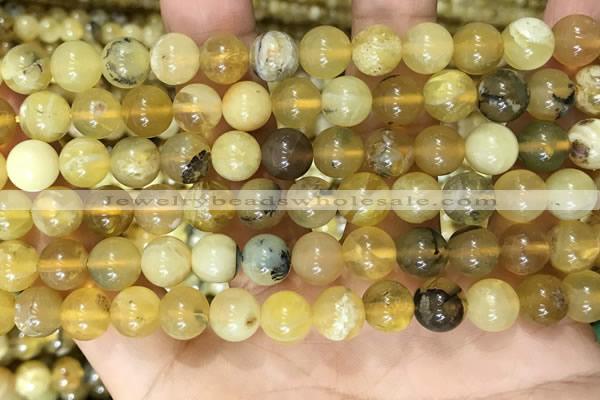 COP1760 15.5 inches 8mm round yellow opal beads wholesale