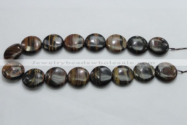 COP214 15.5 inches 25mm flat round natural brown opal gemstone beads