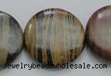 COP215 15.5 inches 30mm flat round natural brown opal gemstone beads