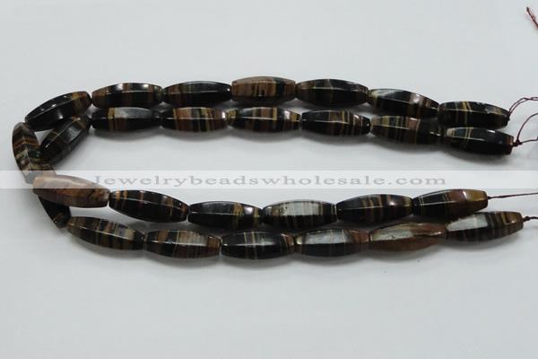 COP241 15.5 inches 10*30mm faceted rice natural brown opal gemstone beads