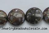 COP251 15.5 inches 20mm flat round natural grey opal gemstone beads