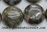 COP252 15.5 inches 25mm flat round natural grey opal gemstone beads