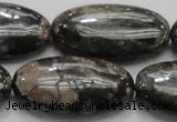 COP258 15.5 inches 20*40mm oval natural grey opal gemstone beads