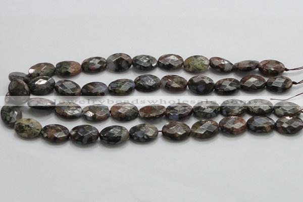 COP260 15.5 inches 13*18mm faceted oval natural grey opal beads