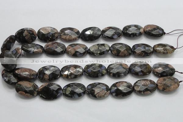 COP261 15.5 inches 18*25mm faceted oval natural grey opal beads