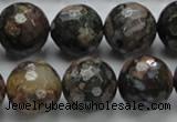 COP272 15.5 inches 20mm faceted round natural grey opal gemstone beads