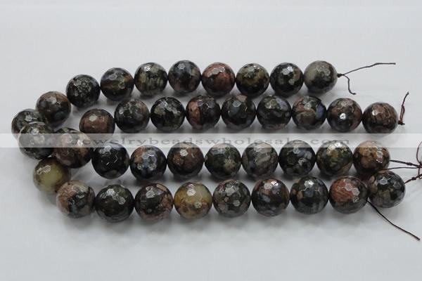 COP272 15.5 inches 20mm faceted round natural grey opal gemstone beads